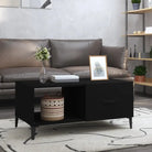 Salontafel in hoogglans wit met bewerkt hout voor een stijlvolle look - Zwart / 1 - Salontafels