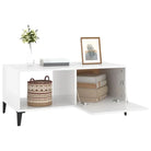 Salontafel in hoogglans wit met bewerkt hout voor een stijlvolle look - Salontafels