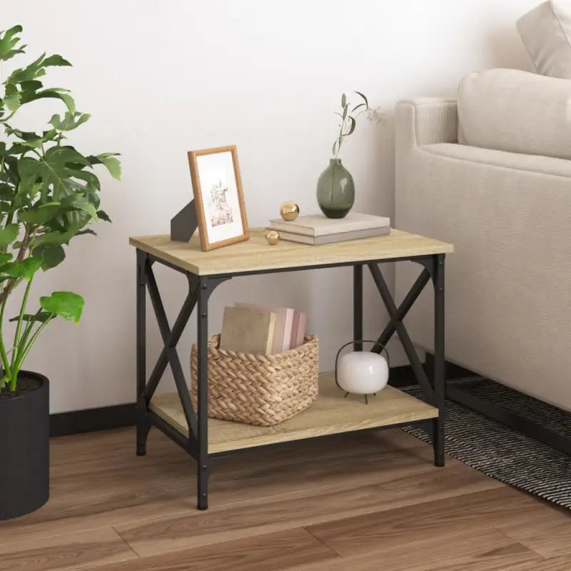 Salontafel met bewerkt hout en aanpasbare poten voor industriële stijl - Sonoma eiken / 1 - Salontafels