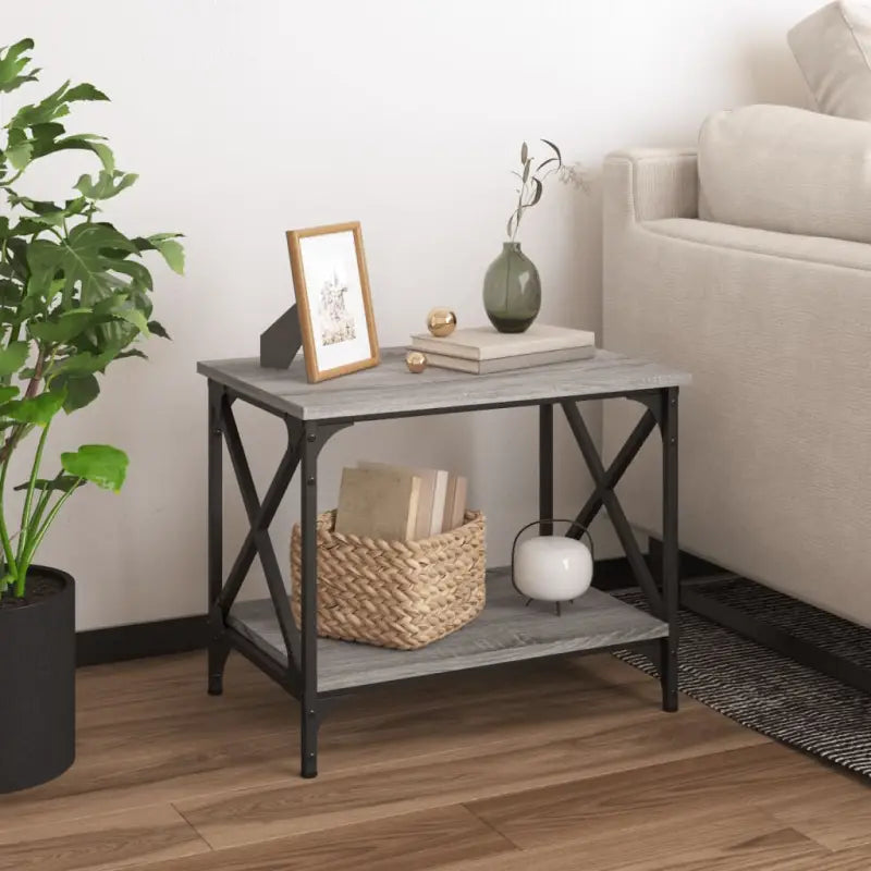 Salontafel met bewerkt hout en aanpasbare poten voor industriële stijl - Grijs sonoma / 1 - Salontafels
