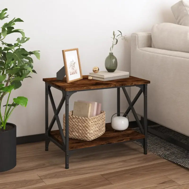 Salontafel met bewerkt hout en aanpasbare poten voor industriële stijl - Gerookt eiken / 1 - Salontafels