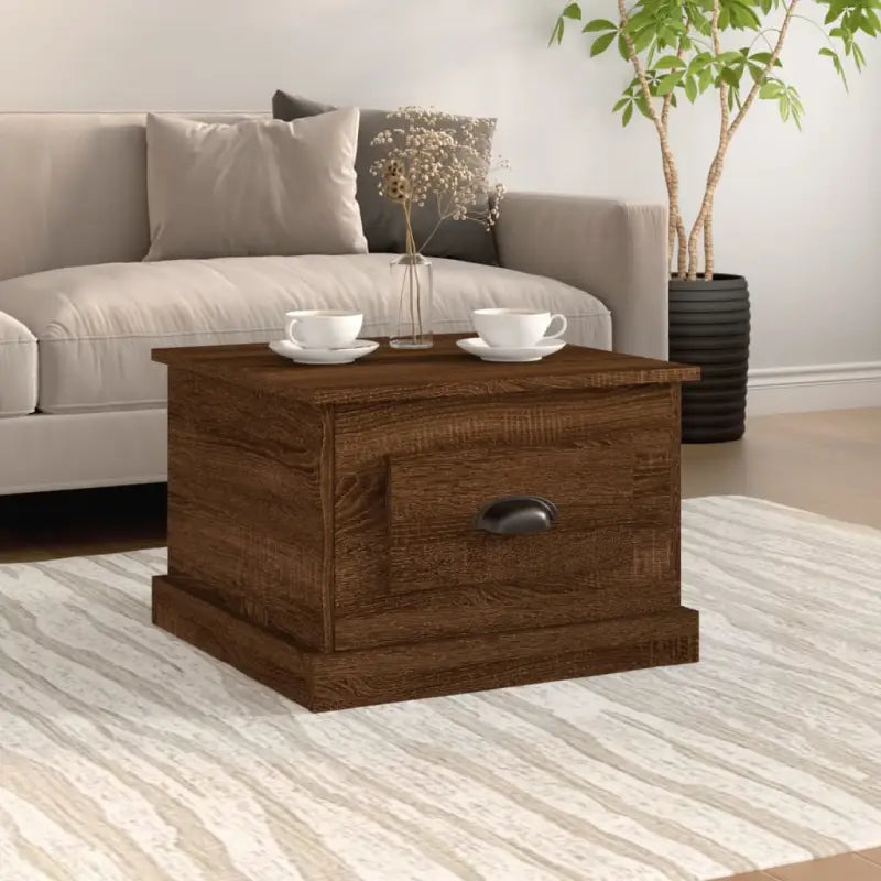 Salontafel met bewerkt hout en hoogglans wit voor een unieke uitstraling - bruin eikenkleur / 1 - Salontafels