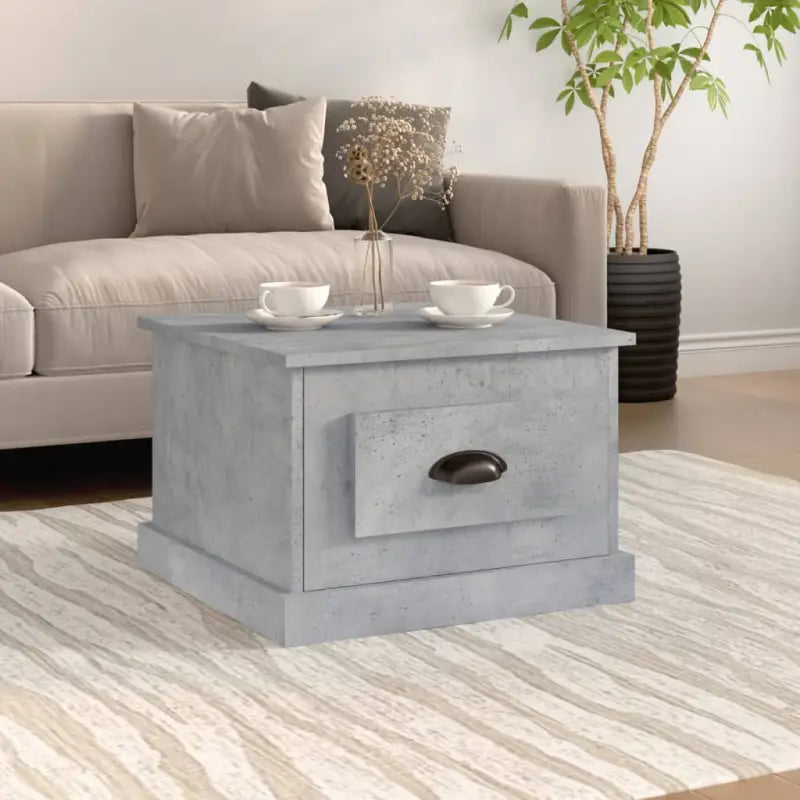 Salontafel met bewerkt hout en hoogglans wit voor een unieke uitstraling - Betongrijs / 1 - Salontafels