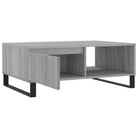 Salontafel met bewerkt hout en ijzeren poten in grijs Sonoma - Salontafels