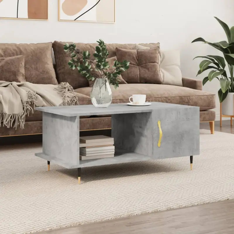 Salontafel met bewerkt hout en ijzeren poten voor een elegante woonkamer - Betongrijs / 1 - Salontafels