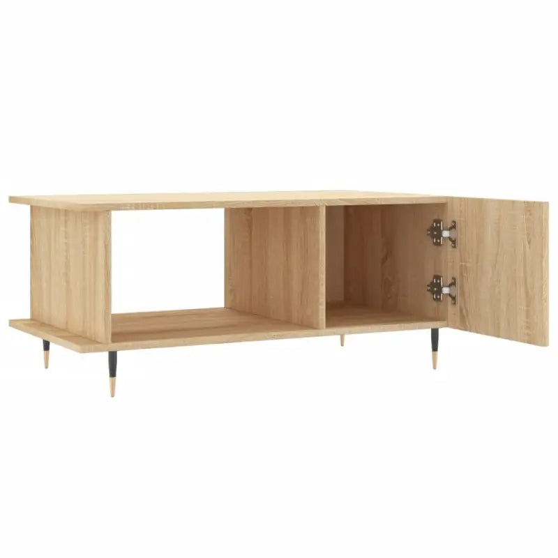 Salontafel met bewerkt hout en ijzeren poten voor een elegante woonkamer - Salontafels