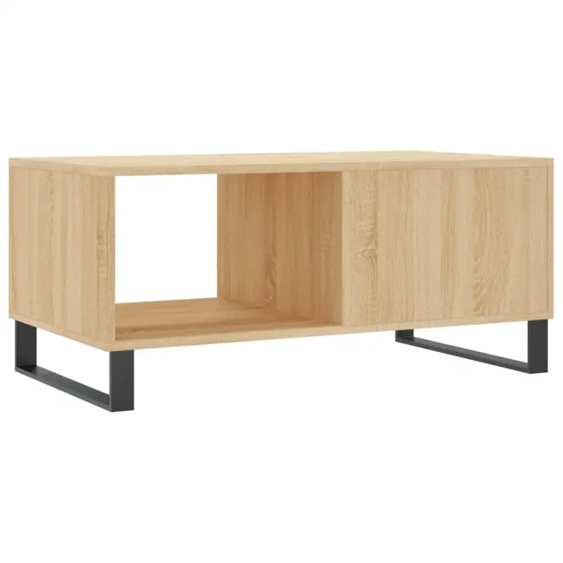 Salontafel met bewerkt hout en ijzeren poten voor een stijlvolle woonkamer - Salontafels