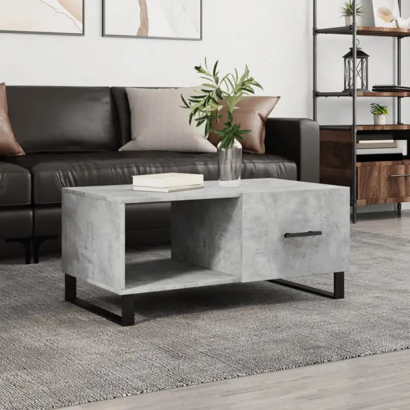 Salontafel met bewerkt hout en ijzeren poten voor een stijlvolle woonkamer - Betongrijs / 1 - Salontafels