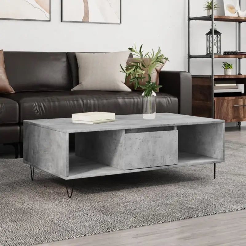 Salontafel met bewerkt hout en ijzeren poten voor een stijlvolle woonkamer - Betongrijs / 1 - Salontafels