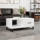 Salontafel met bewerkt hout en ijzeren poten voor een stijlvolle woonkamer - Hoogglans wit / 1 - Salontafels