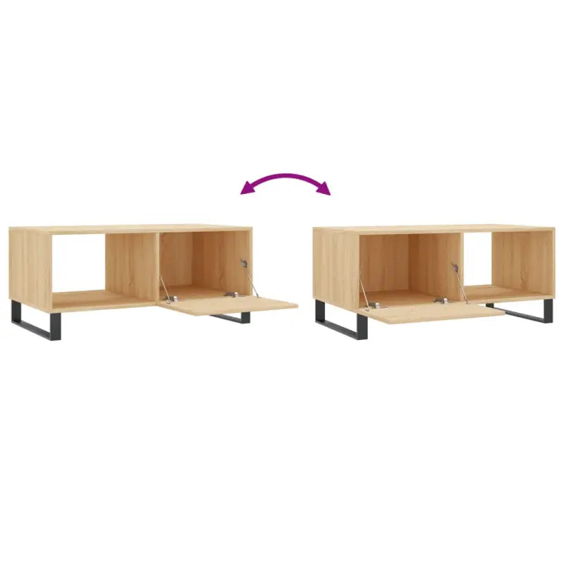 Salontafel met bewerkt hout en ijzeren poten voor een stijlvolle woonkamer - Salontafels