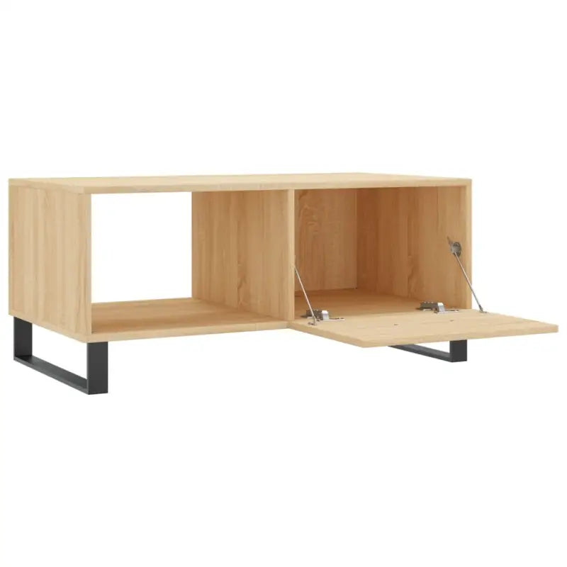 Salontafel met bewerkt hout en ijzeren poten voor een stijlvolle woonkamer - Salontafels