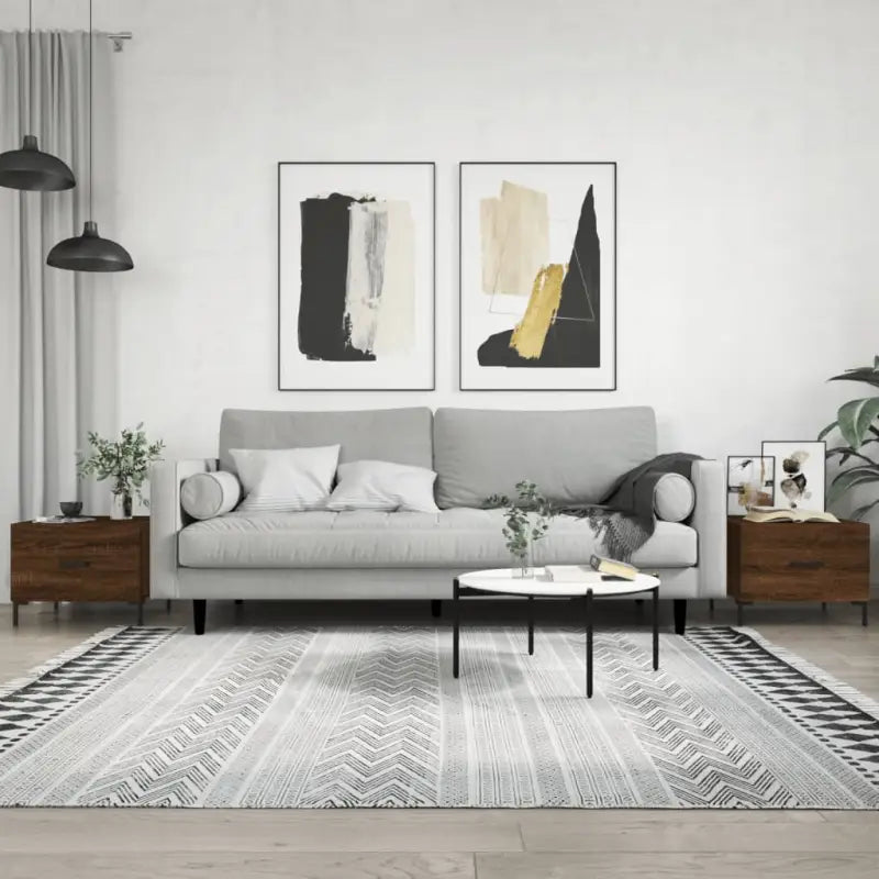 Salontafel met bewerkt hout en ijzeren poten voor elegante woonruimte - bruin eikenkleur / 2 - Salontafels