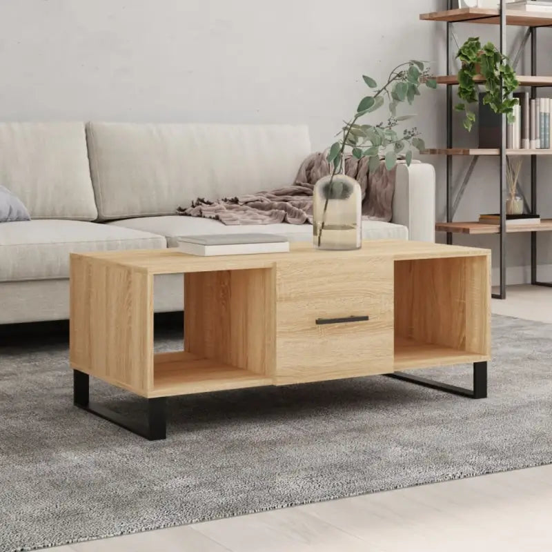 Salontafel met bewerkt hout en ijzeren poten voor elegantie - Sonoma eiken / 1 - Salontafels