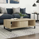Salontafel met bewerkt hout en ijzeren poten voor stijl en functionaliteit - Sonoma eiken / 1 - Salontafels
