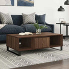Salontafel met bewerkt hout en ijzeren poten voor stijl en functionaliteit - bruin eikenkleur / 1 - Salontafels