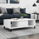 Salontafel met bewerkt hout en ijzeren poten voor stijl en functionaliteit - Wit / 1 - Salontafels