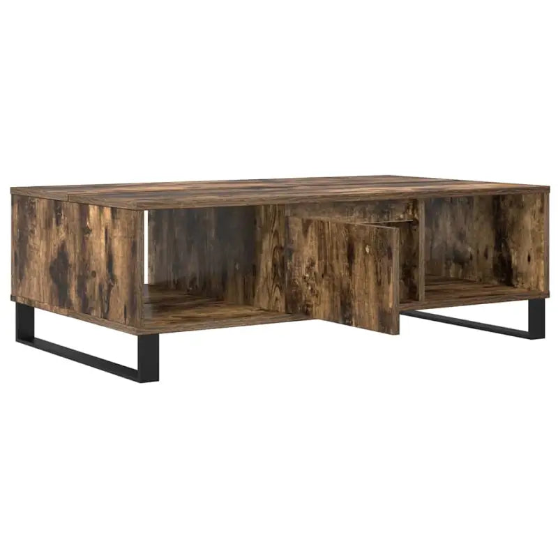 Salontafel met bewerkt hout en ijzeren poten voor stijl en functionaliteit - Salontafels