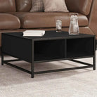 Salontafel met bewerkt hout en metalen frame in industriële stijl - Zwart / 60.5 x 60.5 x 30 cm / 1 - Salontafels