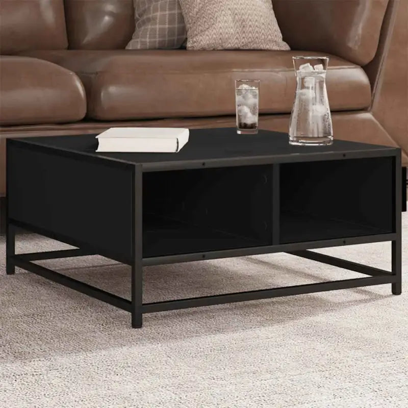 Salontafel met bewerkt hout en metalen frame in industriële stijl - Zwart / 60.5 x 60.5 x 30 cm / 1 - Salontafels