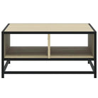 Salontafel met bewerkt hout en metalen frame in industriële stijl - Salontafels