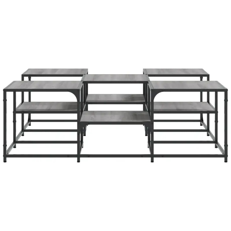 Salontafel met bewerkt hout en metalen frame met verstelbare poten - Salontafels
