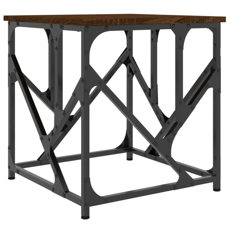 Salontafel met bewerkt hout en metalen frame met verstelbare poten - Salontafels