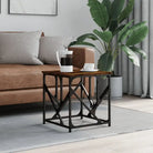 Salontafel met bewerkt hout en metalen frame met verstelbare poten - Gerookt eiken / 45 x 45 x 47.5 cm / 1 - Salontafels