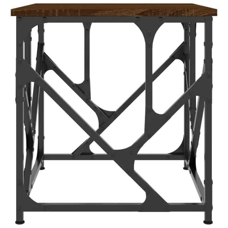 Salontafel met bewerkt hout en metalen frame met verstelbare poten - Salontafels