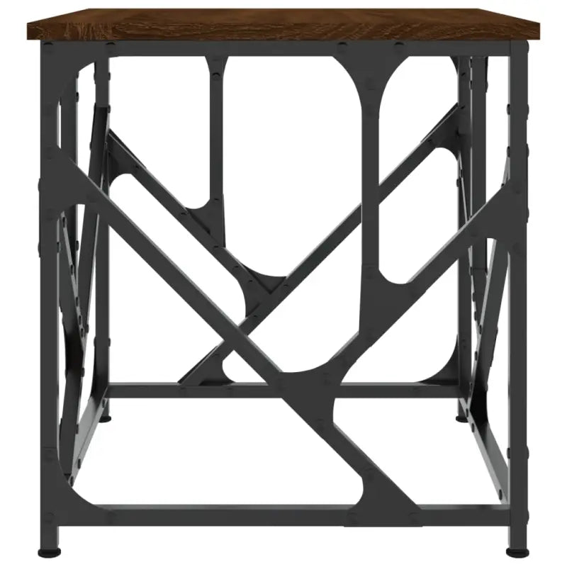 Salontafel met bewerkt hout en metalen frame met verstelbare poten - Salontafels
