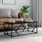 Salontafel met bewerkt hout en metalen frame met verstelbare poten - Zwart / 100 x 50 x 40 cm / 1 - Salontafels