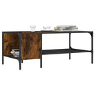 Salontafel met bewerkt hout en metalen frame voor binnen handbereik - Gerookt eiken / 1 - Salontafels