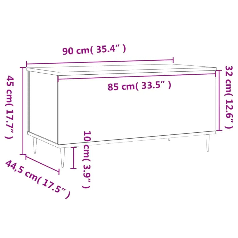Salontafel met bewerkt hout en metalen poten met lift-top functie - Salontafels
