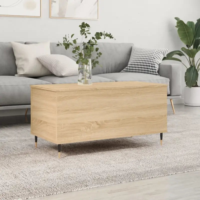 Salontafel met bewerkt hout en metalen poten met lift-top functie - Sonoma eiken / 1 - Salontafels