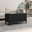 Salontafel met bewerkt hout en metalen poten met lift-top functie - Zwart / 1 - Salontafels