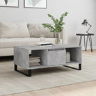 Salontafel met bewerkt hout en metalen poten voor een elegante woonkamer - Betongrijs / 1 - Salontafels