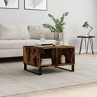 Salontafel met bewerkt hout en metalen poten voor een elegante woonkamer - Gerookt eiken / 1 - Salontafels