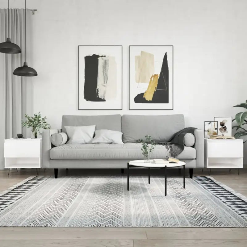 Salontafel met bewerkt hout en metalen poten voor een elegante woonkamer - Hoogglans wit / 2 - Salontafels