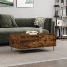 Salontafel met bewerkt hout en metalen poten voor een elegante woonkamer - Gerookt eiken / 1 - Salontafels