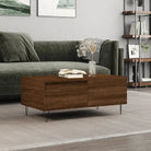 Salontafel met bewerkt hout en metalen poten voor een elegante woonkamer - bruin eikenkleur / 1 - Salontafels