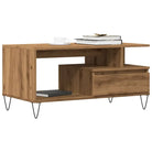 Salontafel met bewerkt hout en metalen poten voor een elegante woonkamer - artisanaal eikenkleurig / 1 - Salontafels