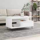 Salontafel met bewerkt hout en metalen poten voor een elegante woonkamer - Wit / 1 - Salontafels