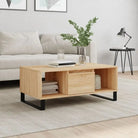 Salontafel met bewerkt hout en metalen poten voor een elegante woonkamer - Sonoma eiken / 1 - Salontafels