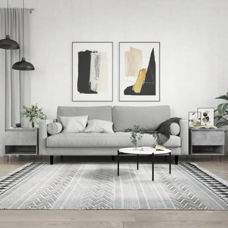 Salontafel met bewerkt hout en metalen poten voor een elegante woonkamer - Betongrijs / 2 - Salontafels