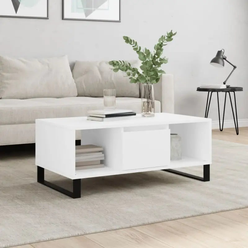 Salontafel met bewerkt hout en metalen poten voor een elegante woonkamer - Salontafels