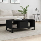 Salontafel met bewerkt hout en metalen poten voor een elegante woonkamer - Zwart / 1 - Salontafels