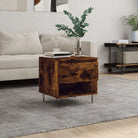 Salontafel met bewerkt hout en metalen poten voor een elegante woonkamer - Gerookt eiken / 1 - Salontafels