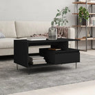 Salontafel met bewerkt hout en metalen poten voor een elegante woonkamer - Zwart / 1 - Salontafels