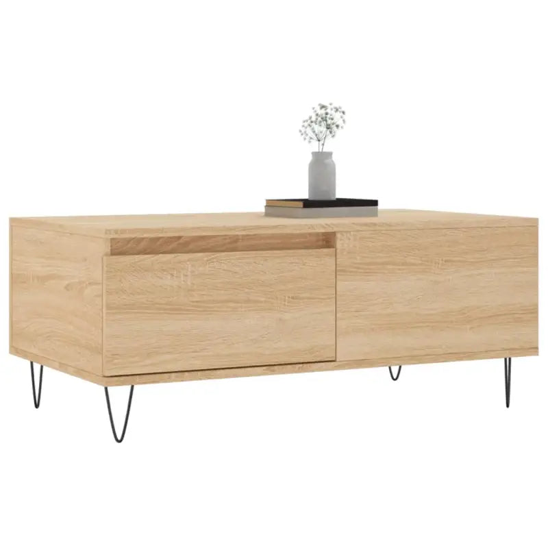 Salontafel met bewerkt hout en metalen poten voor een elegante woonkamer - Salontafels