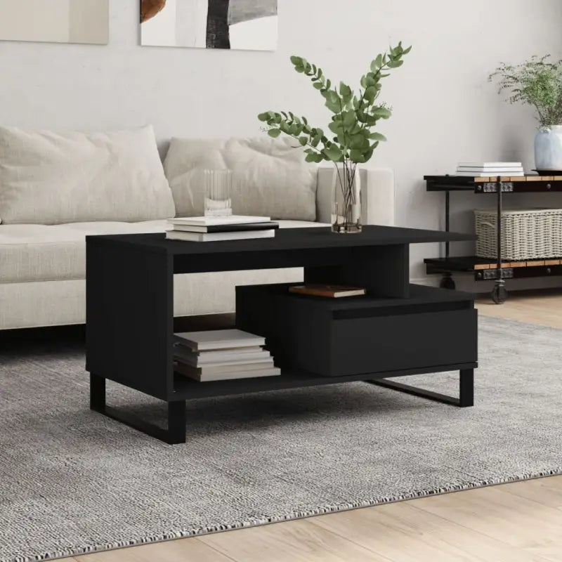 Salontafel met bewerkt hout en metalen poten voor een stijlvolle woonkamer - Salontafels